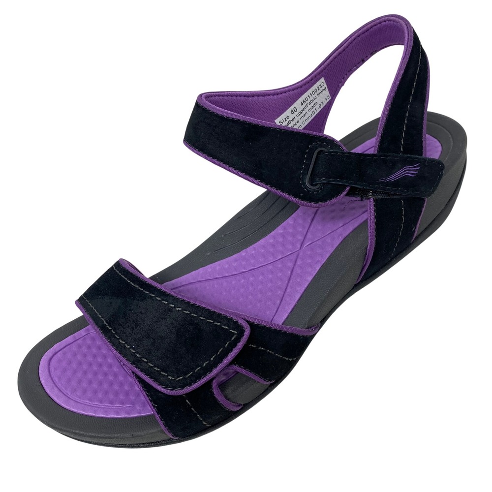 Dansko Women Sandals EU 40 US 9–9.5 Purple Black Leather Strappy Comfort